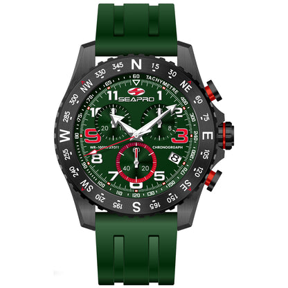 Seapro Men's 44mm Gallantry Quartz Chronograph Rubber Strap Watch