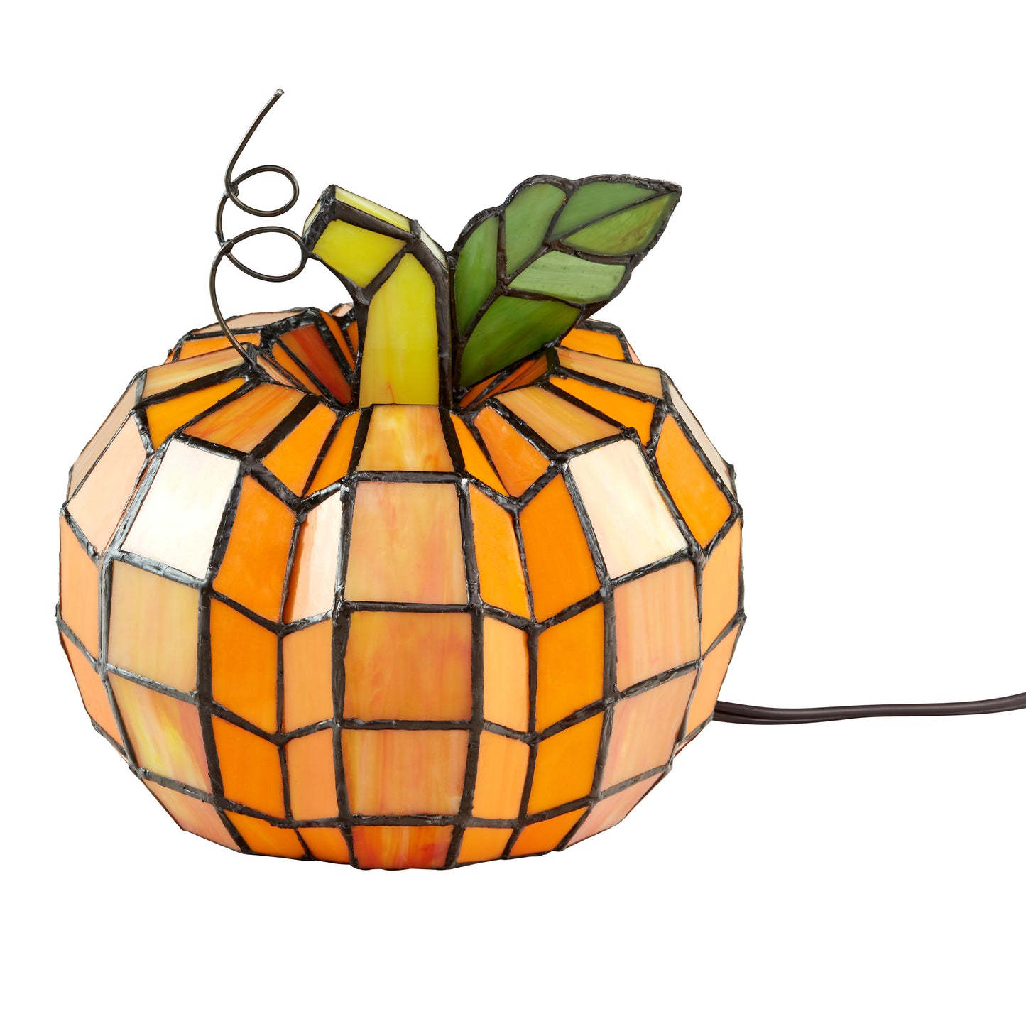 Tiffany-Style Lighting 9" Patch the Pumpkin Stained Glass Accent Lamp