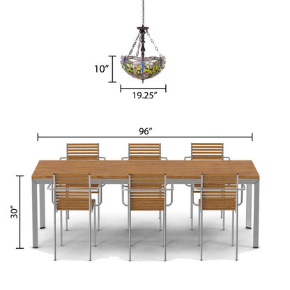 Tiffany-Style Lighting Nancy Adjustable Height Multicolored Stained Glass Hanging Pendant Light