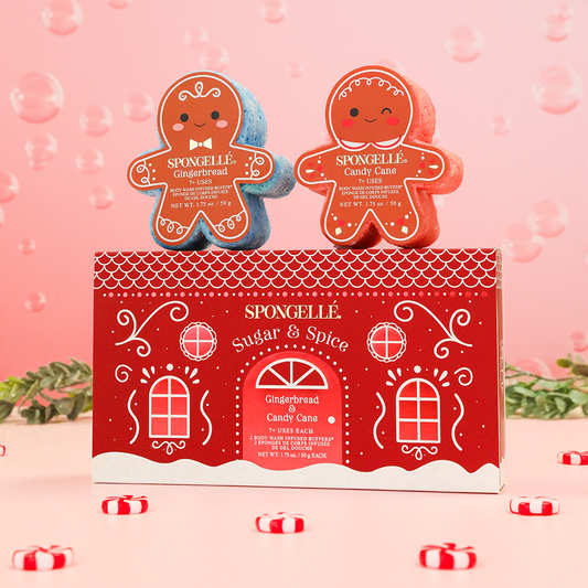 Spongellé Sugar & Spice Holiday Gingerbread Body Wash Infused Buffer Gift Set