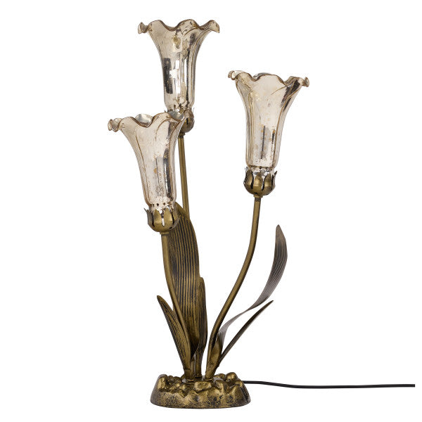 Tiffany-Style Lighting 21.75" Hand Blown Glass 3 Lily Uplight Table Lamp