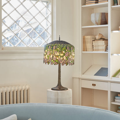 Tiffany-Style Lighting 31.75" Cherry Blossoms Stained Glass Table Lamp