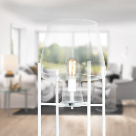 Tiffany-Style Lighting 61" Nadia Metal & Clear Glass Blown Modern Floor Lamp