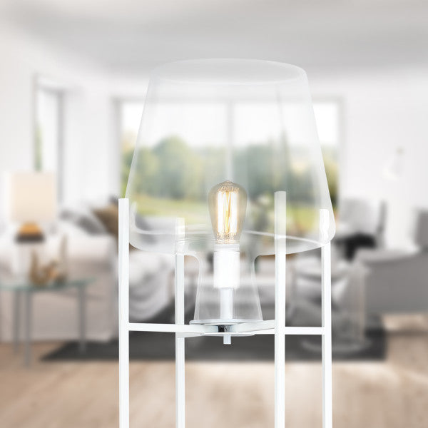 Tiffany-Style Lighting 61" Nadia Metal & Clear Glass Blown Modern Floor Lamp