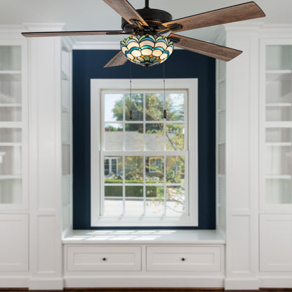 Tiffany-Style Lighting 52" Thatcher 5-Blade Remote Controlled Ceiling Fan