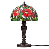 Tiffany-Style Lighting 17"H Genevieve Red Flowers Stained Table Lamp