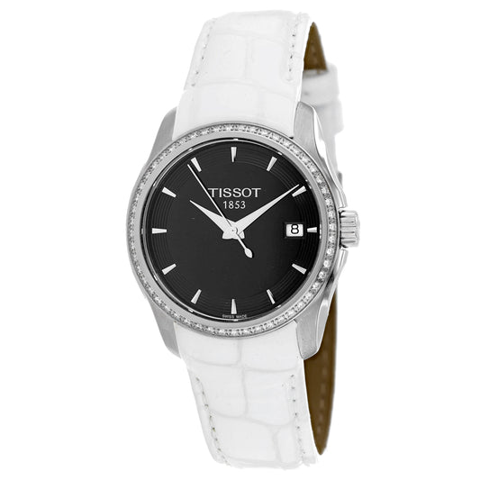 Tissot Women's 32mm Couturier Swiss Made Quartz 0.33ctw Diamond Bezel Leather Strap Watch