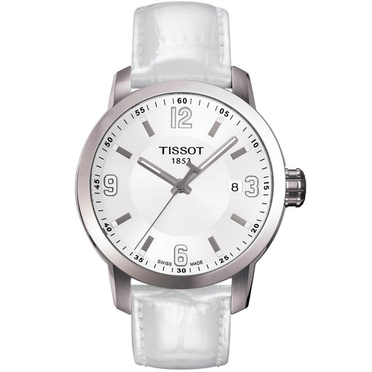Tissot Men's 39mm PRC 200 Swiss Made Quartz Date Leather Strap Watch