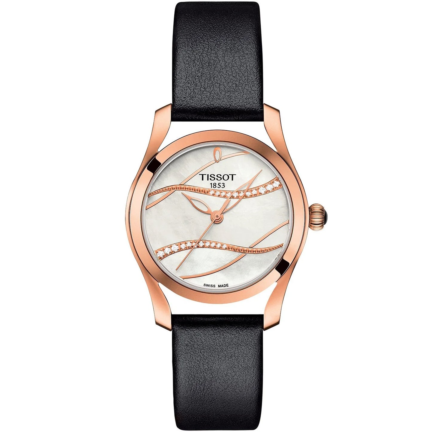 Tissot Women's 30mm T-Wave Swiss Made Quartz MOP Dial Leather Strap Watch
