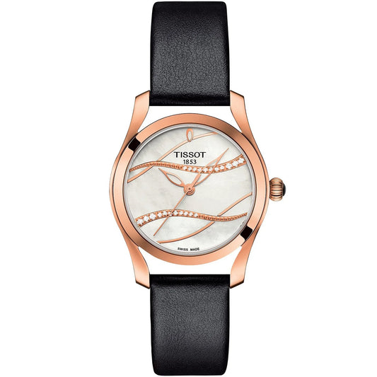 Tissot Women's 30mm T-Wave Swiss Made Quartz MOP Dial Leather Strap Watch