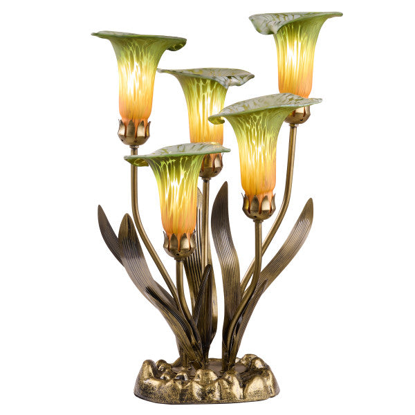 Tiffany-Style Lighting 20"H Hand Blown Glass 5 Calla Lily Uplight Accent Lamp