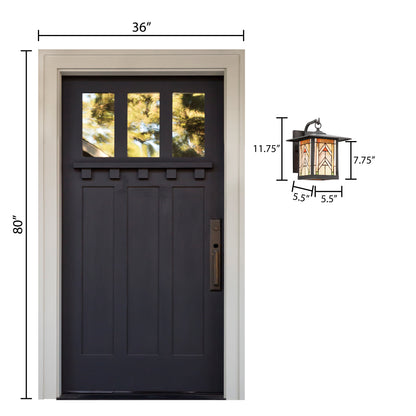 Tiffany-Style Lighting Terracotta Stained Glass and Oil Rubbed Bronze 1-Light Outdoor Lantern Wall Sconce