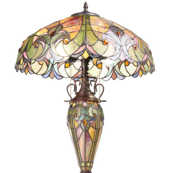 Tiffany-Style Lighting 24.5" Halston Double Lit Bowl Shade Stained Glass Table Lamp