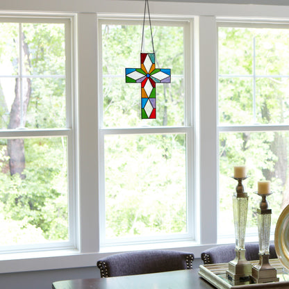 Tiffany-Style Lighting 15" Cross Stained Glass Window Panel