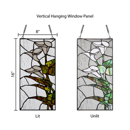 Tiffany-Style Lighting 16" Calla Lilies Design Stained Glass Window Panel