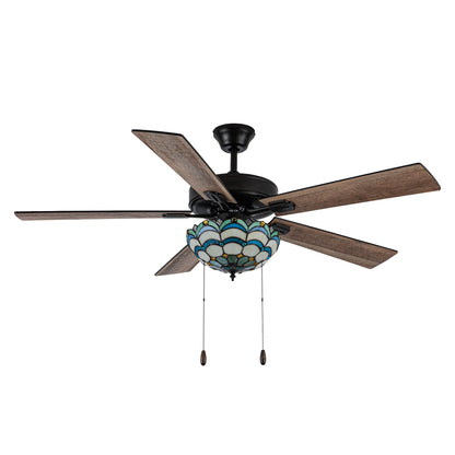 Tiffany-Style Lighting 52" Thatcher 5-Blade Remote Controlled Ceiling Fan