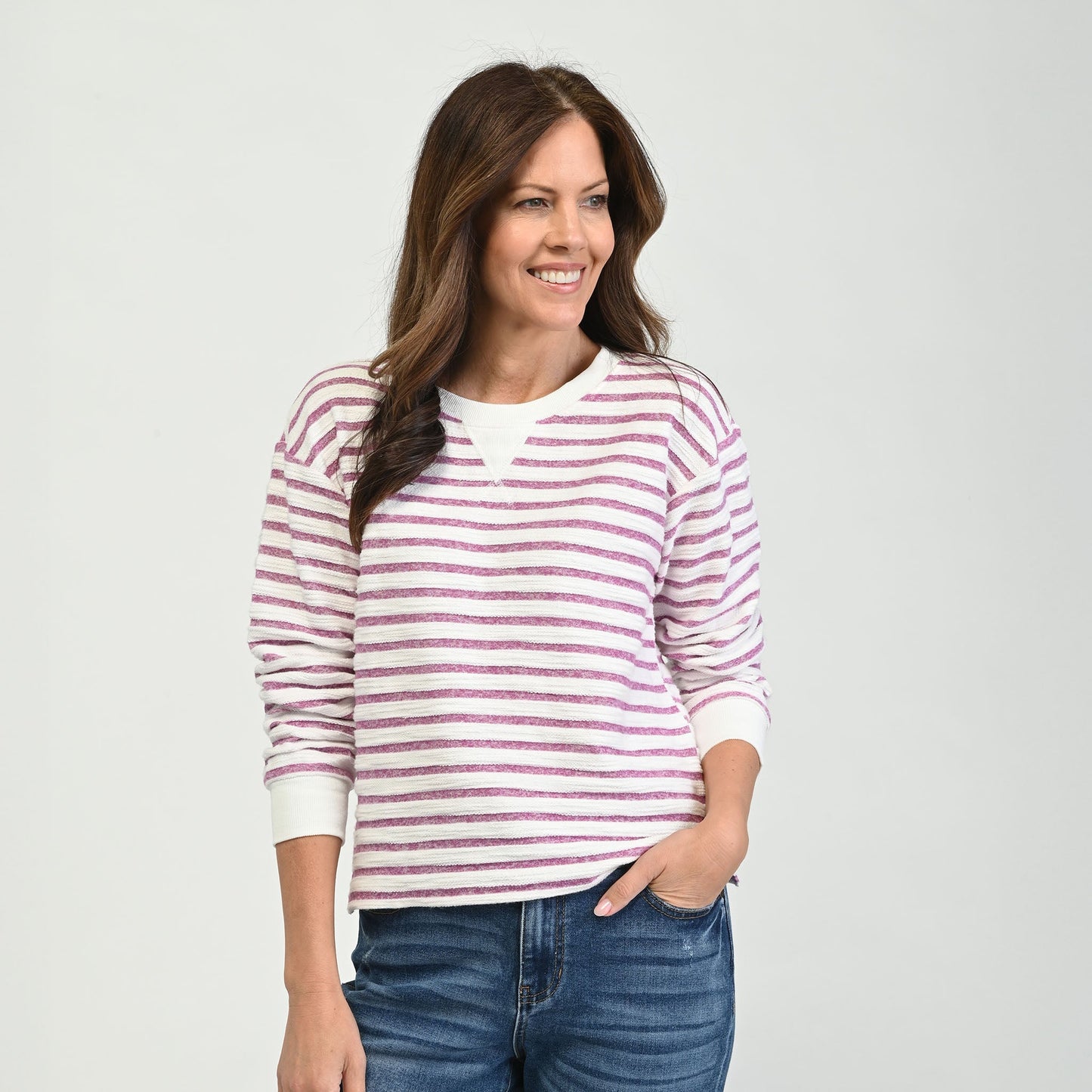 Christopher & Banks Relaxed Restyled Textured Stripe Sweatshirt