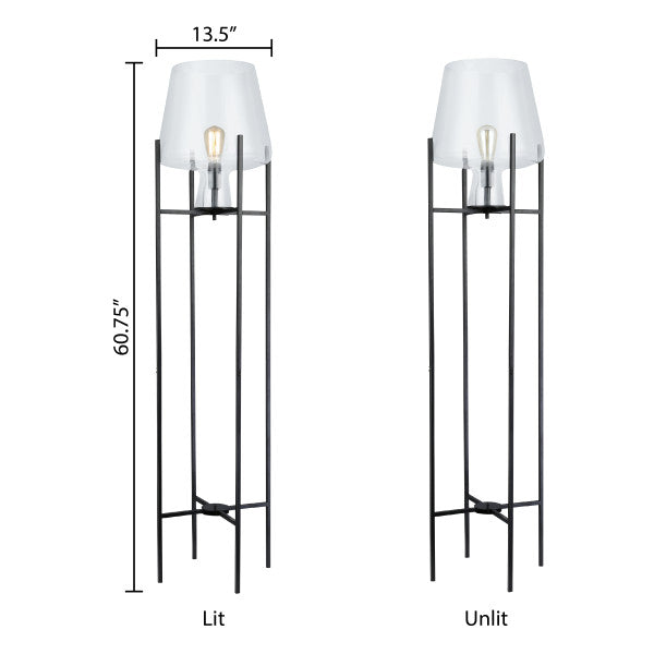 Tiffany-Style Lighting 61" Nadia Metal & Clear Glass Blown Modern Floor Lamp
