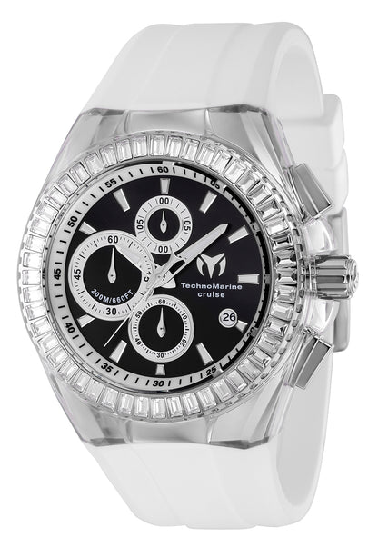 TechnoMarine Men's 45mm Cruise Quartz Baguette Crystal Silicone Strap Watch