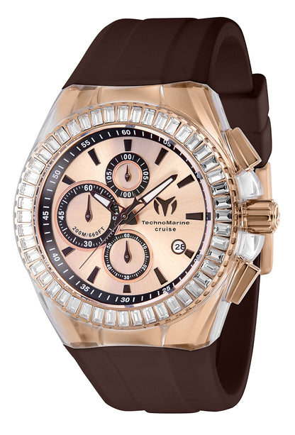 TechnoMarine Men's 45mm Cruise Quartz Baguette Crystal Silicone Strap Watch
