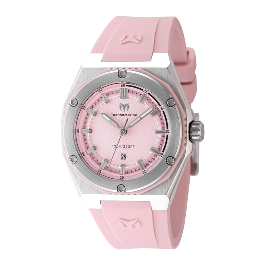 TechnoMarine Women's 36mm Coral Legacy Quartz Pink Silicone Strap Watch