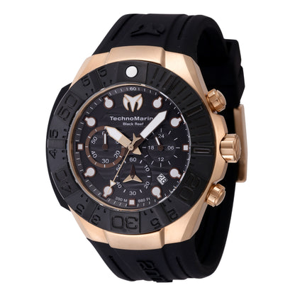 TechnoMarine Men's 45mm Reef Black Quartz Chronograph Silicone Strap Watch
