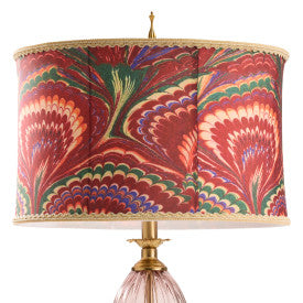 Tiffany-Style Lighting 31.5" Printed Drum Shade Geometric Glass Table Lamp