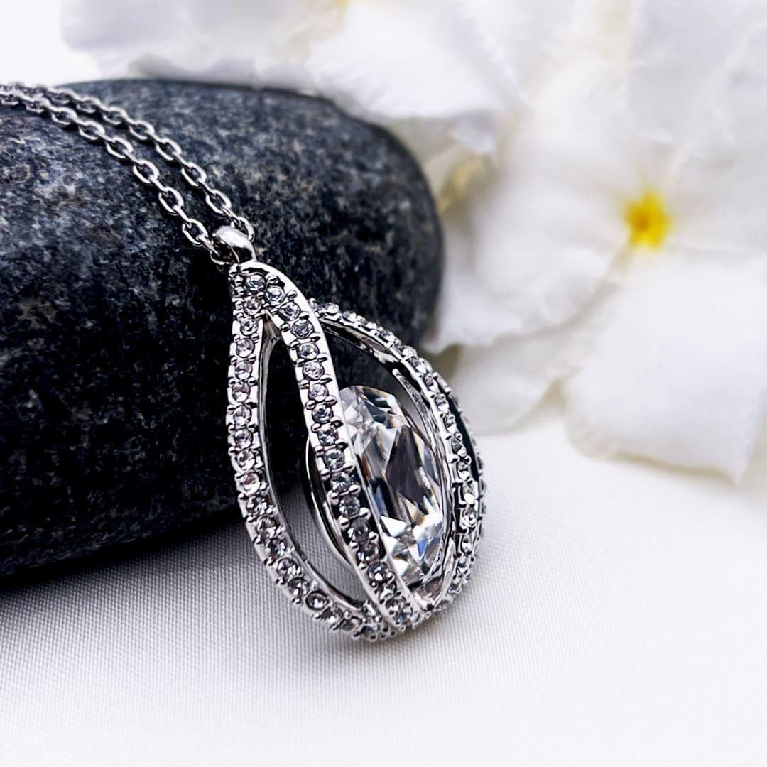 TRYNDI Rhodium Plated "To My Wife" Swarovski Crystal Necklace