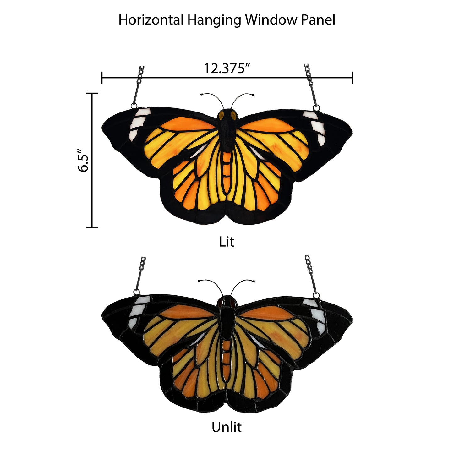Tiffany-Style Lighting 6.5" Yellow and Orange Butterfly Stained Glass Window Panel