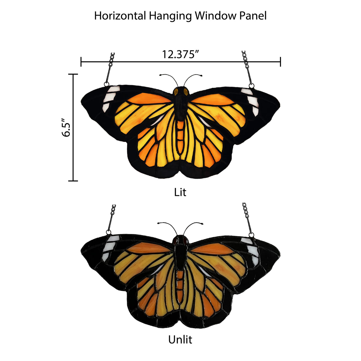 Tiffany-Style Lighting 6.5" Yellow and Orange Butterfly Stained Glass Window Panel