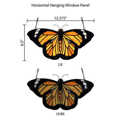 Tiffany-Style Lighting 6.5" Yellow and Orange Butterfly Stained Glass Window Panel
