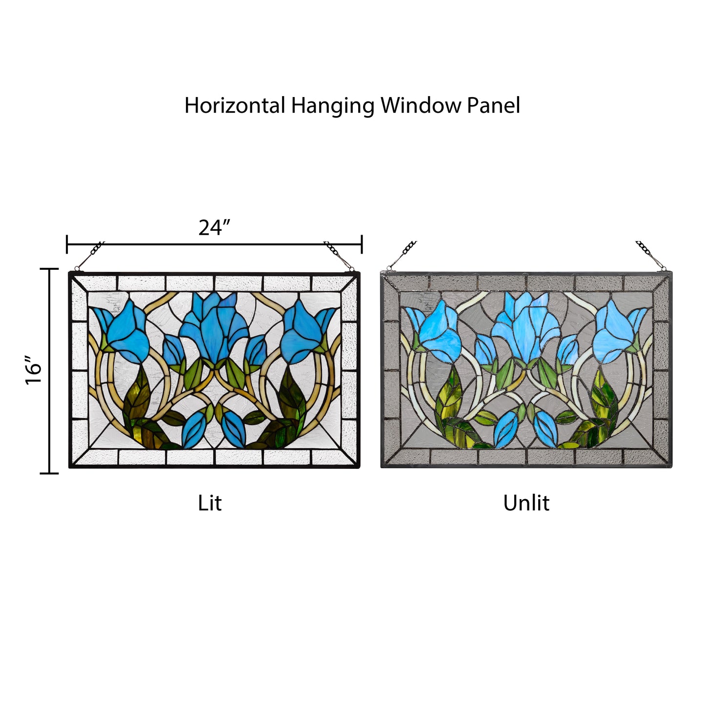 Tiffany-Style Lighting 24" Floral Vine Stained Glass Window Panel