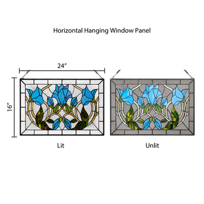 Tiffany-Style Lighting 24" Floral Vine Stained Glass Window Panel
