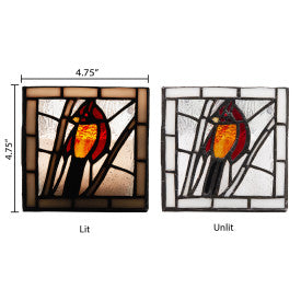Tiffany-Style Lighting Beautiful Birds Stained Glass Candle Holder Set