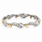 Sterling Silver 1.00ctw Diamond Two-Tone Twisted Bracelet