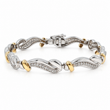 Sterling Silver 1.00ctw Diamond Two-Tone Twisted Bracelet