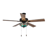 Tiffany-Style Lighting 52" 5-Blade Remote Controlled Ceiling Fan