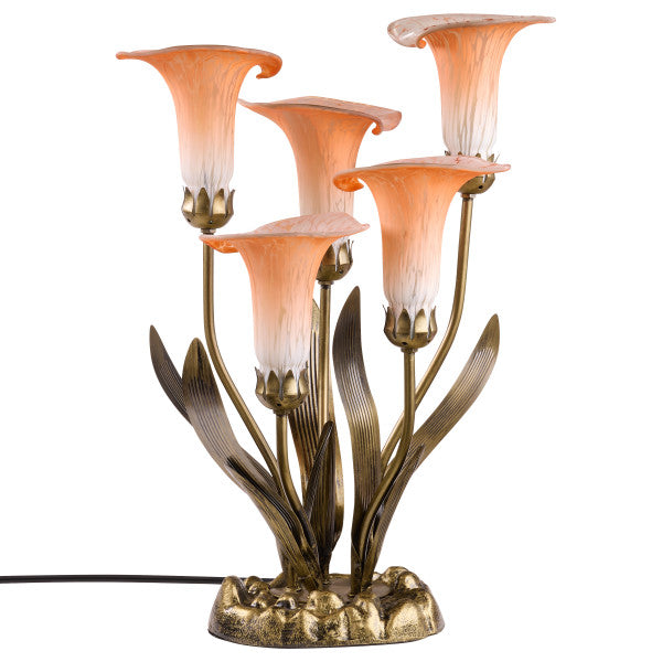 Tiffany-Style Lighting 20"H Hand Blown Glass 5 Calla Lily Uplight Accent Lamp