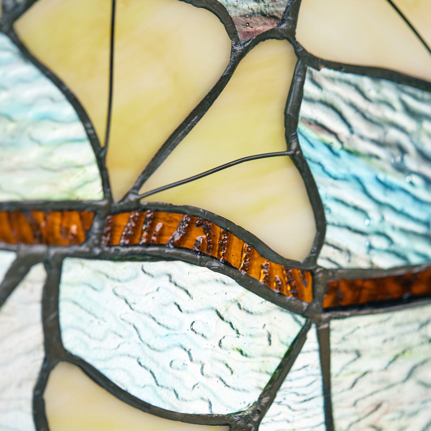 Tiffany-Style Lighting 17.5" Gingko Leaf Stained Glass Window Panel