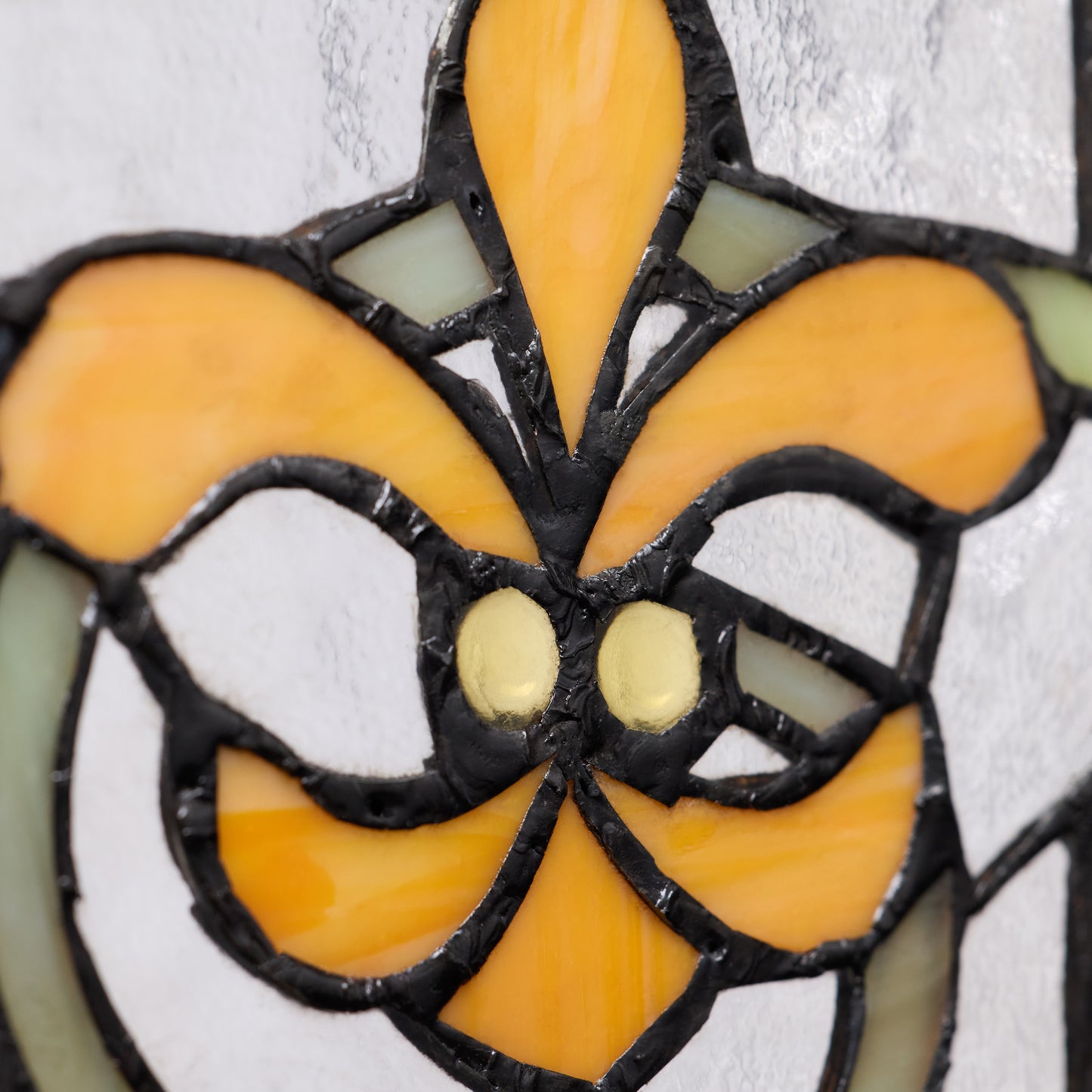 Tiffany-Style Lighting 30" Amber Multi Fleur De Lis Stained Glass Pub Window Panel