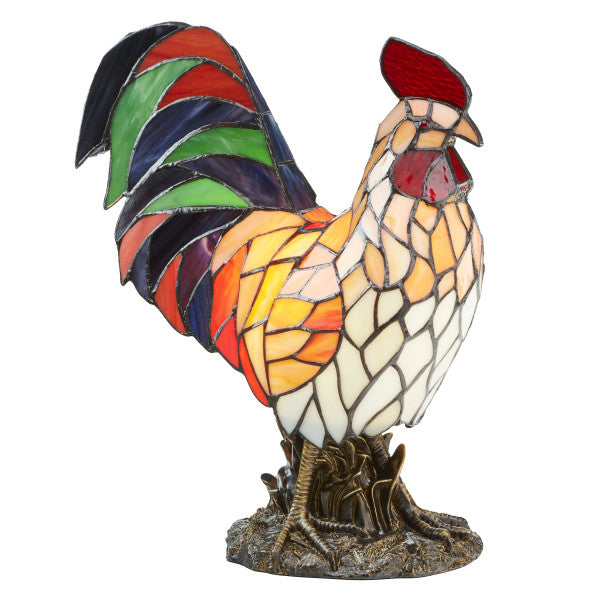 Tiffany-Style Lighting 15"H Multicolor Rooster Novelty Accent Lamp