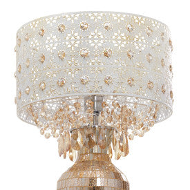 Tiffany-Style Lighting 25" Jeweled Champagne Drum Shade Table Lamp