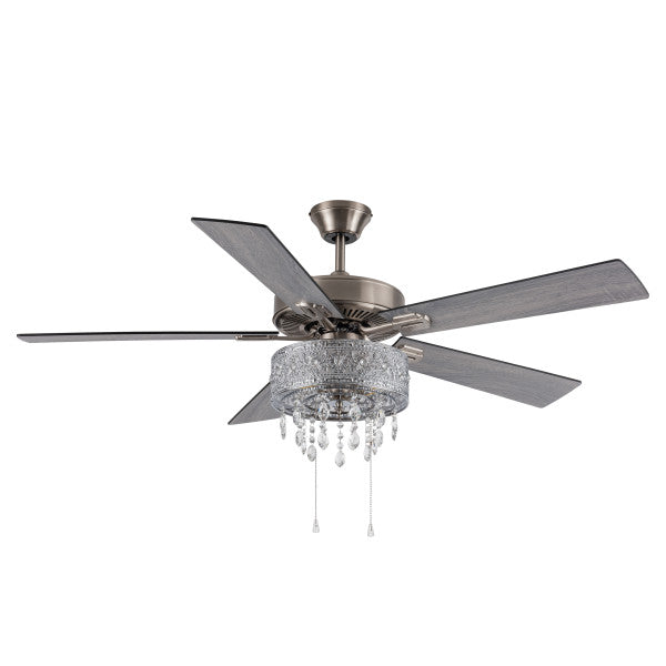 Tiffany-Style Lighting 52" Roxsie 5-Blade Crystal LED Chandelier Ceiling Fan