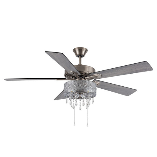 Tiffany-Style Lighting 52" Roxsie 5-Blade Crystal LED Chandelier Ceiling Fan