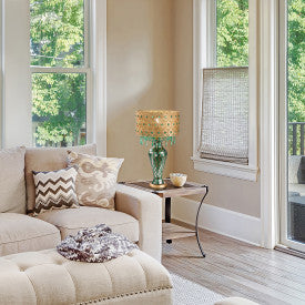 Tiffany-Style Lighting 25" Jeweled Gold Drum Shade Urn Table Lamp