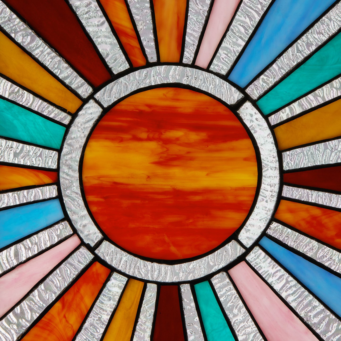 Tiffany-Style Lighting 14.5" Lila Multicolor Sunburst Stained Glass Window Panel
