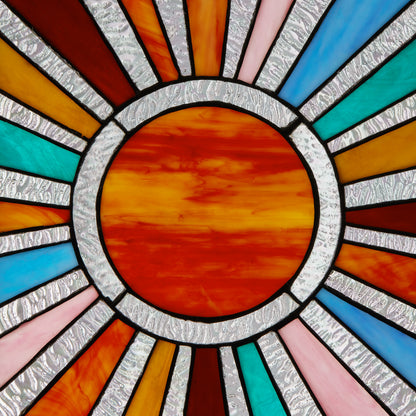 Tiffany-Style Lighting 14.5" Lila Multicolor Sunburst Stained Glass Window Panel