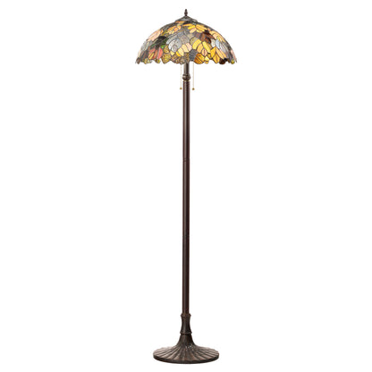 Tiffany-Style Lighting 62" Juliet Multicolored Stained Glass Bowl Shade Candlestick Floor Lamp