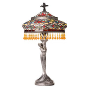 Tiffany-Style Lighting 24" Parisian Antique Silver Bell Shade Table Lamp