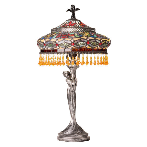 Tiffany-Style Lighting 24" Parisian Antique Silver Bell Shade Table Lamp